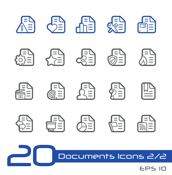 Documentos Iconos - 2 de 2- Serie de líneas — Vector de stock