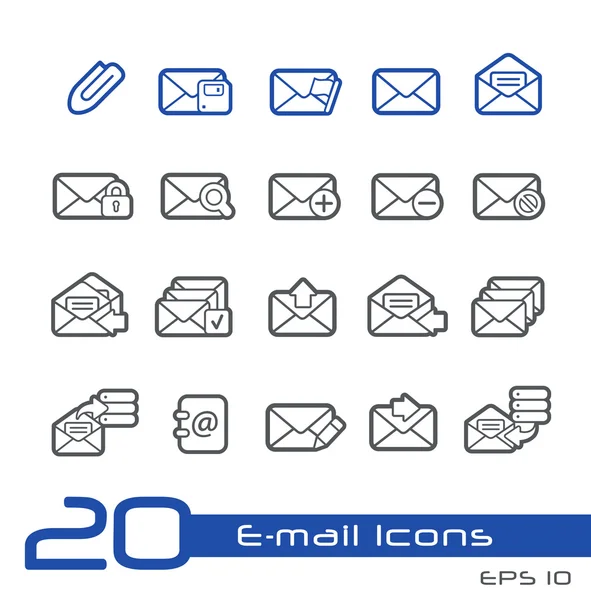 E-mail Iconos - - Serie Line — Archivo Imágenes Vectoriales