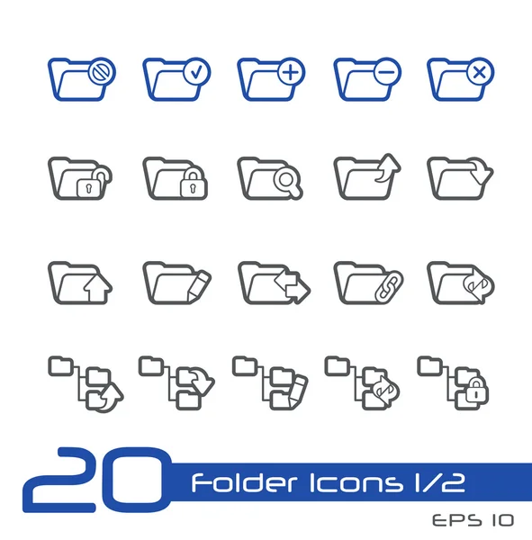 Folder Icons - 1 of 2 -- Line Series — Stock Vector