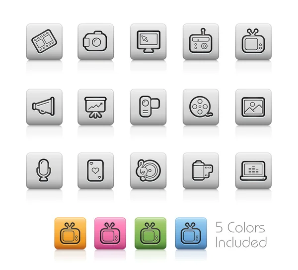 Iconos multimedia - - Botón de contorno — Vector de stock