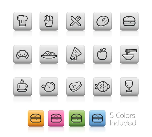 Ікони для їжі та напоїв 1 кнопка контуру — стоковий вектор