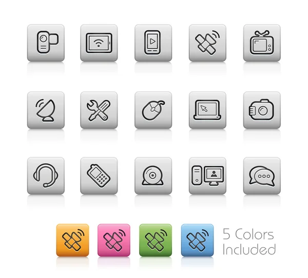 Iconos de comunicación - - Botones de contorno — Archivo Imágenes Vectoriales