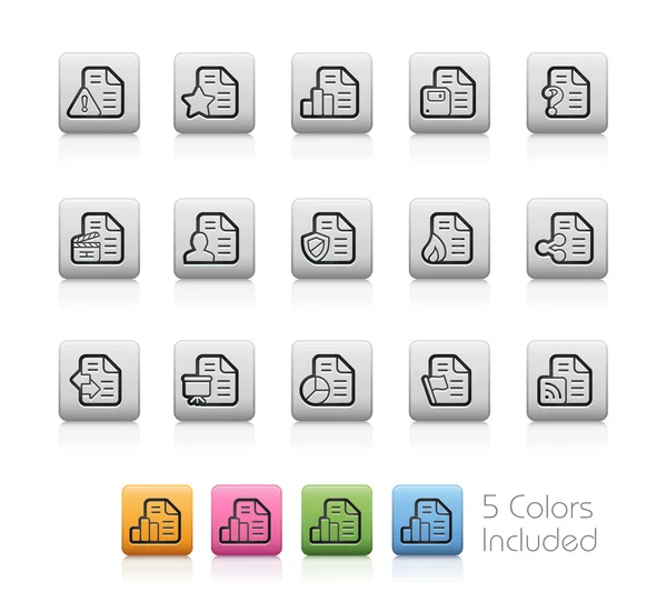 Documentos Iconos - 2 de 2 - Botones de esquema — Vector de stock