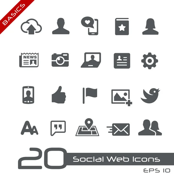 Icone del Social Web - Nozioni di base — Vettoriale Stock