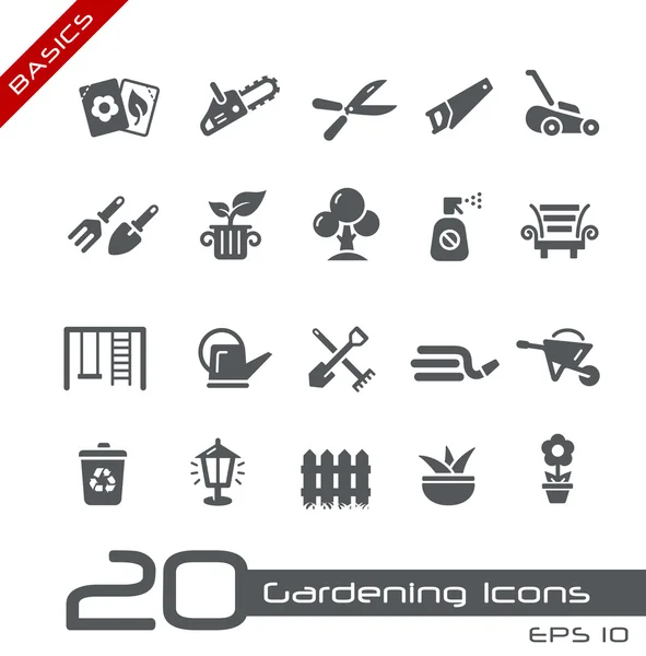 Iconos de jardinería - - Conceptos básicos — Vector de stock