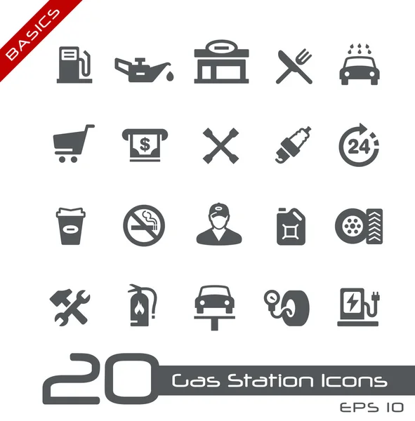 Iconos de gasolinera - - Conceptos básicos — Vector de stock