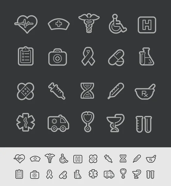 Iconos médicos - - Serie Línea Negro — Archivo Imágenes Vectoriales