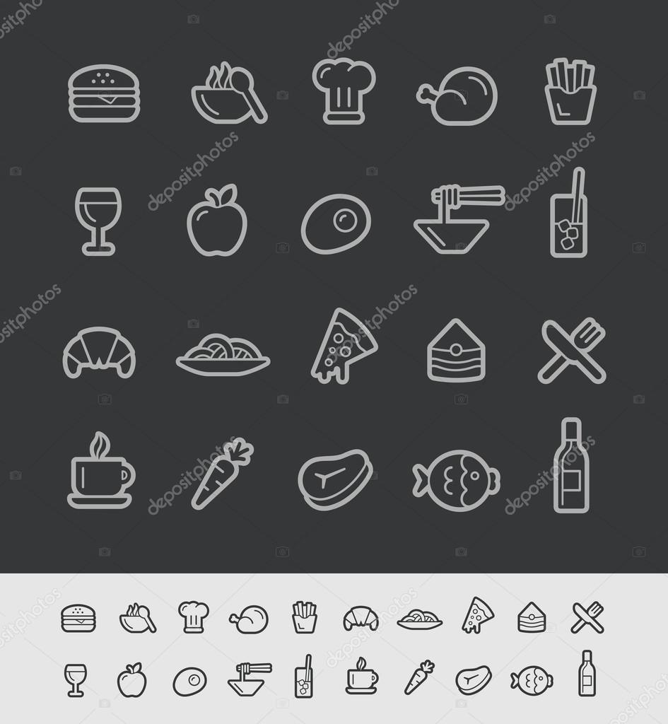 Food and Drink Icons 1 -- Black Line Series