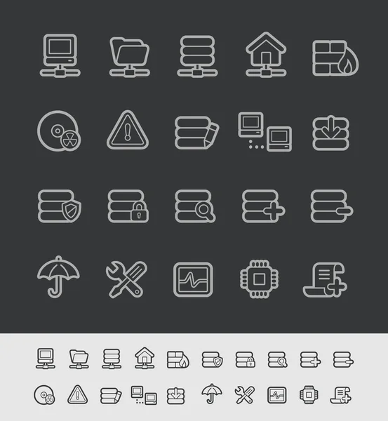 Iconos del servidor - - Serie Black Line — Archivo Imágenes Vectoriales