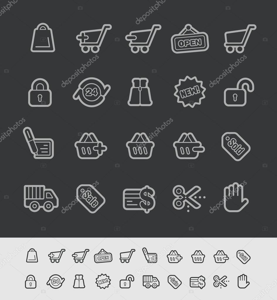 E-Shopping Icons -- Black Line Series