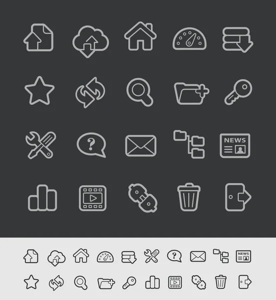 Ftp およびアイコン - 黒線シリーズをホスティング — ストックベクタ
