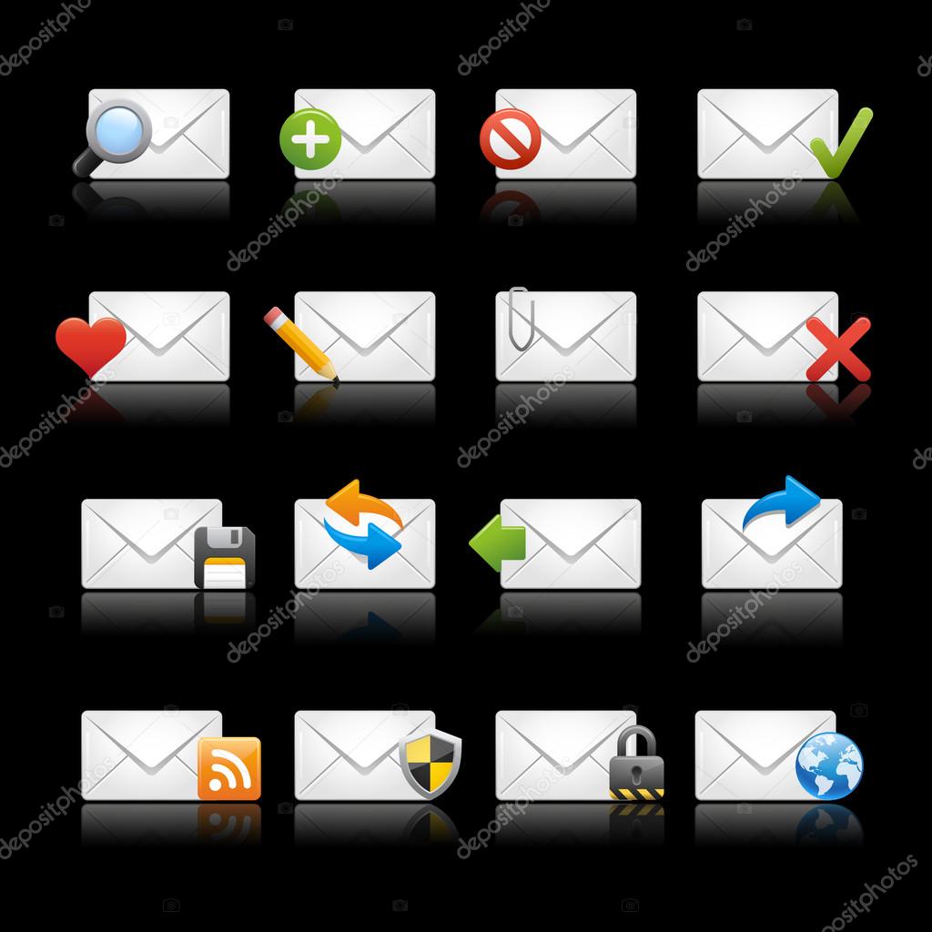 E-mail Icons - Set 1 -- Black Background