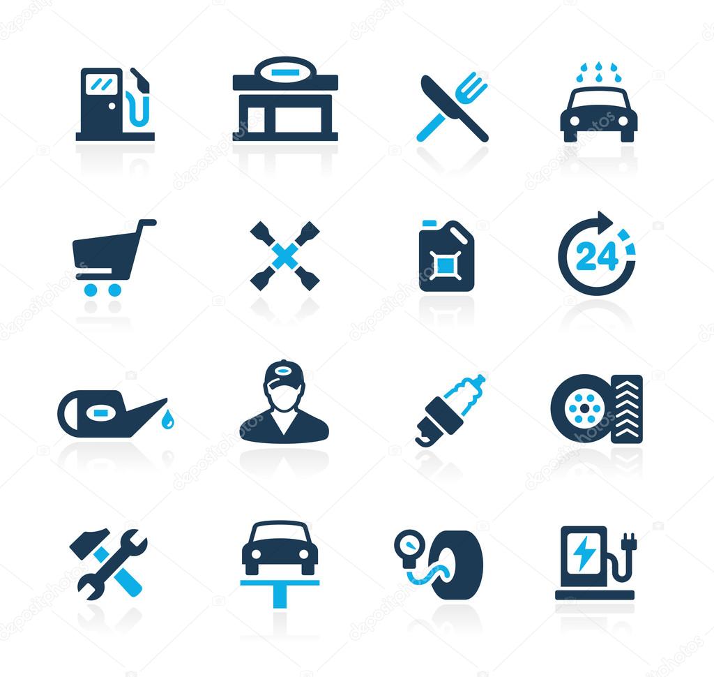 Gas Station Icons -- Azure Series