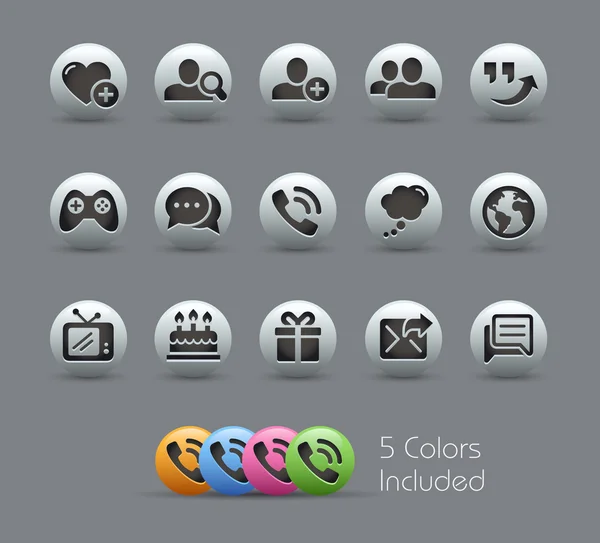 Iconos de Comunicaciones Sociales - - Serie Pearly — Archivo Imágenes Vectoriales