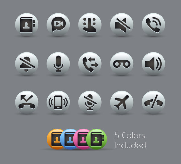 Иконки интерфейса телефонных звонков - Жемчужная серия
