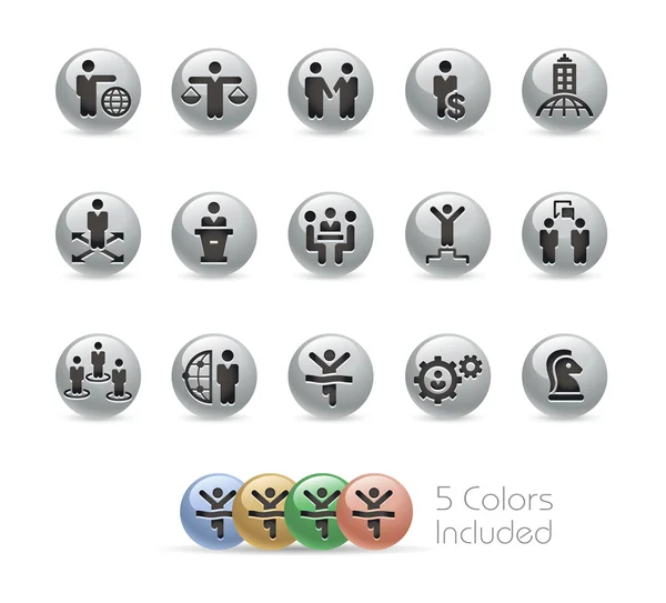 Business Success Icons - Metal Round Series — стоковый вектор