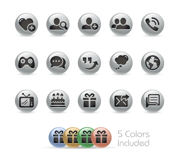 Komunikacji społecznej ikony--Metalowe okrągłe serii — Wektor stockowy