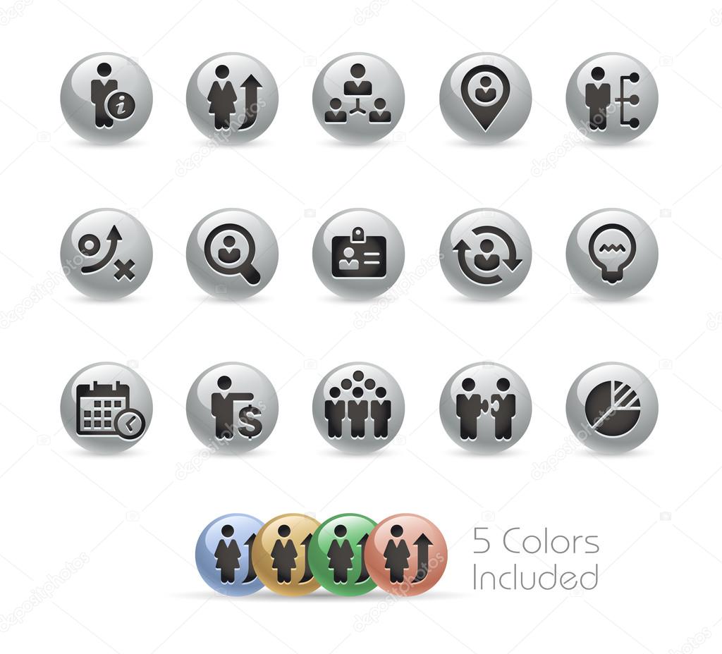 Business Efficiency Icons -- Metal Round Series