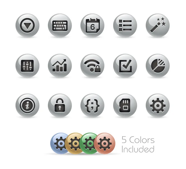 Iconos Web y móviles 4 - Serie redonda de metal — Vector de stock