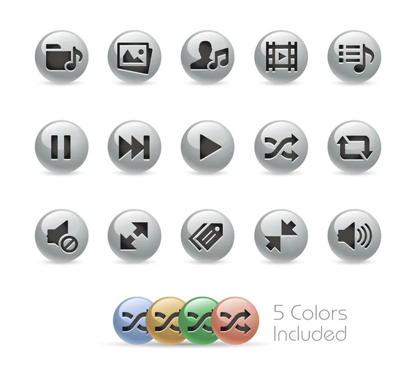 Iconos Web y móviles 7 - Serie redonda de metal — Archivo Imágenes Vectoriales