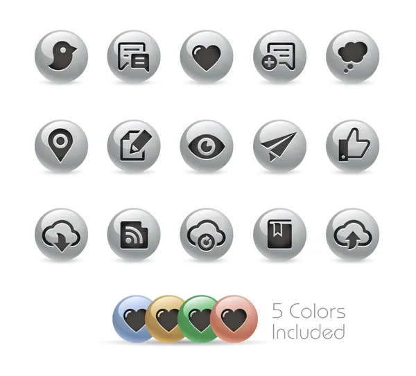 Web und mobile Icons 8 -- runde Metallserien — Stockvektor