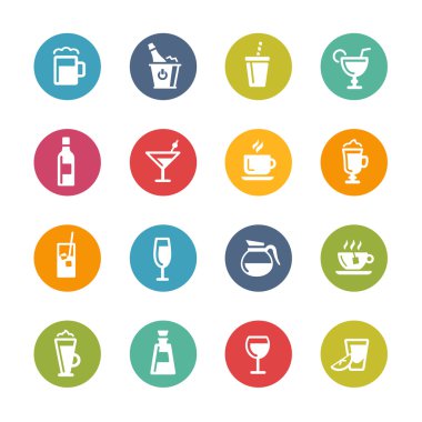 İçecekler simgeler--Taze renkler Serisi
