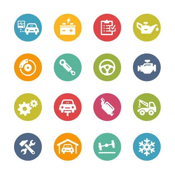 Iconos de servicio de coches - - Serie de colores frescos — Vector de stock