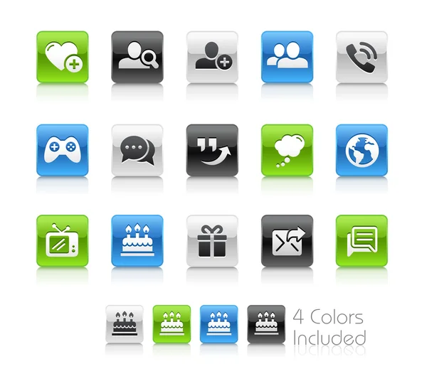 Iconos de comunicaciones sociales - - Serie limpia — Vector de stock