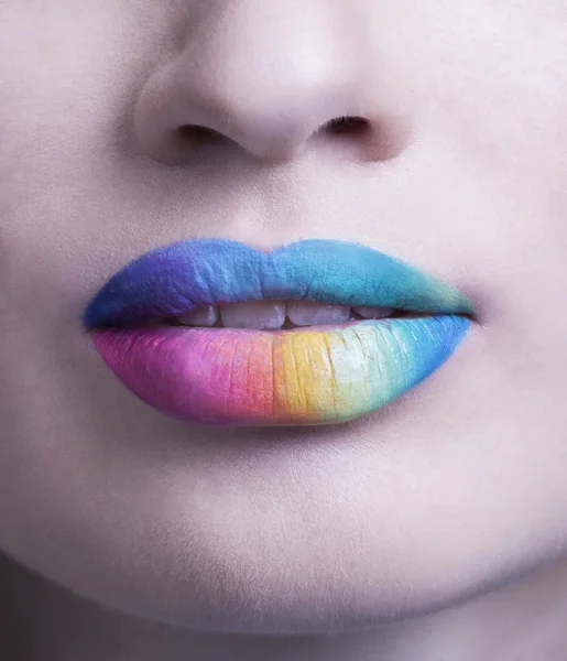 Labbra sensuali trucco arcobaleno — Foto Stock