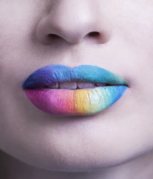 Sensual lips rainbow makeup Stock Photo