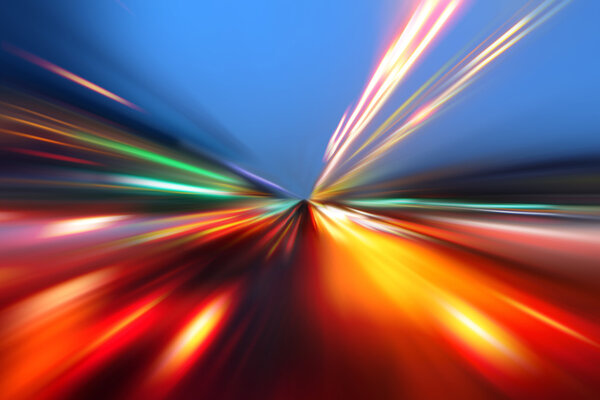 speed motion on night road