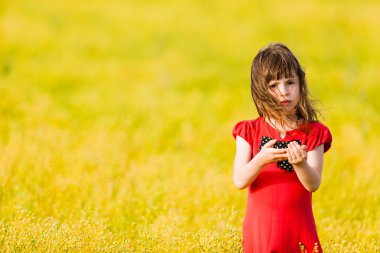 Kırmızı elbiseli küçük kız.