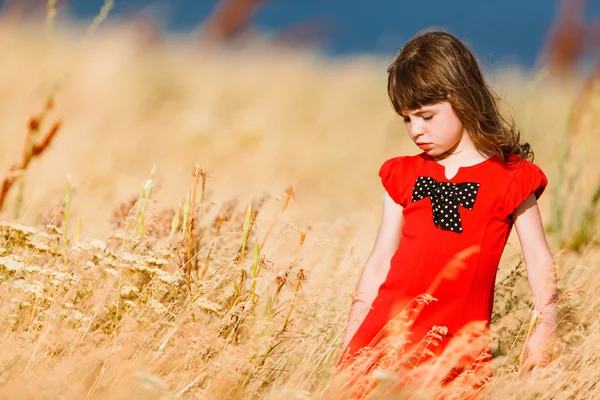 Kleines Mädchen im roten Kleid — Stockfoto