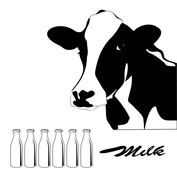 Retrato grande vetor de vaca preto e branco — Vetor de Stock