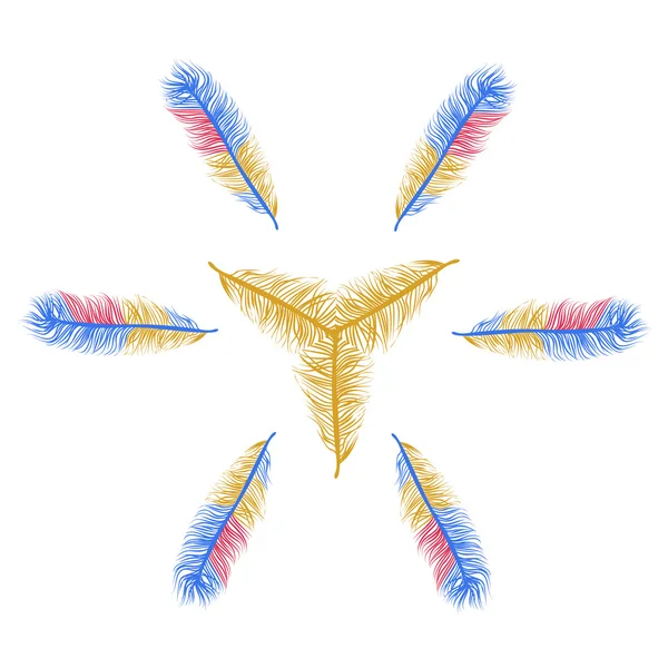 Sommer und Frühling fröhliches Muster von Vogelfedern — Stockvektor