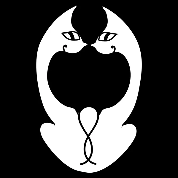 Figura abstrata de gato preto bonito sentado . — Vetor de Stock