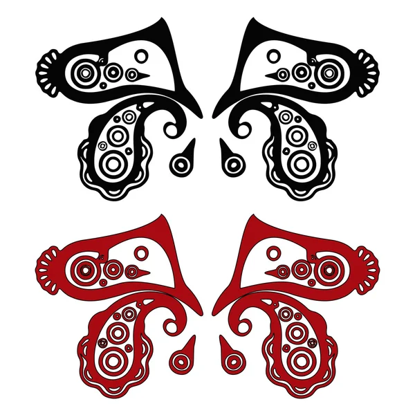 Papillon abstrait primitif de Paisley. ensemble . — Image vectorielle