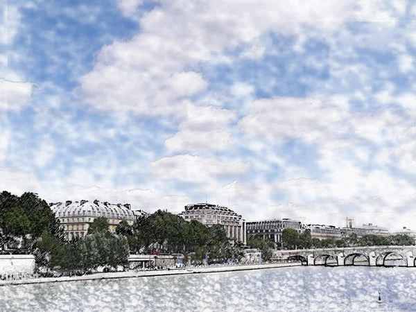 Boten op de rivier de Seine passeren onder Alexandre Iii brug in Parijs — Stockfoto