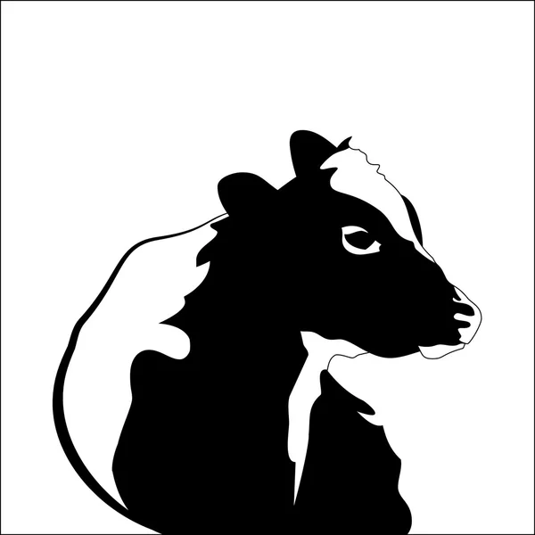 Abstract portrait of big cow. Black and white silhouette of cow. — Stock Vector