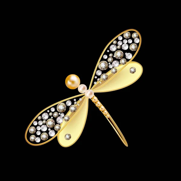 Women Jewelry Large Beautiful Pearls Symbol Beauty Art Pearls Gold — Stock Vector