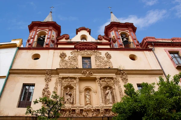 Historische Gebouwen Monumenten Van Sevilla Spanje Architectonische Details Stenen Gevel — Stockfoto