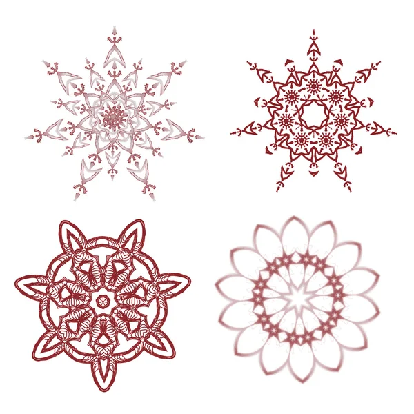 Set de fulgi de zăpadă roșii vacanță — Vector de stoc