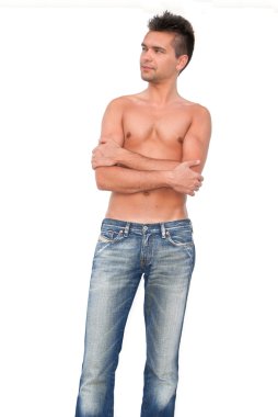 Genç seksi adam çıplak gövde ile