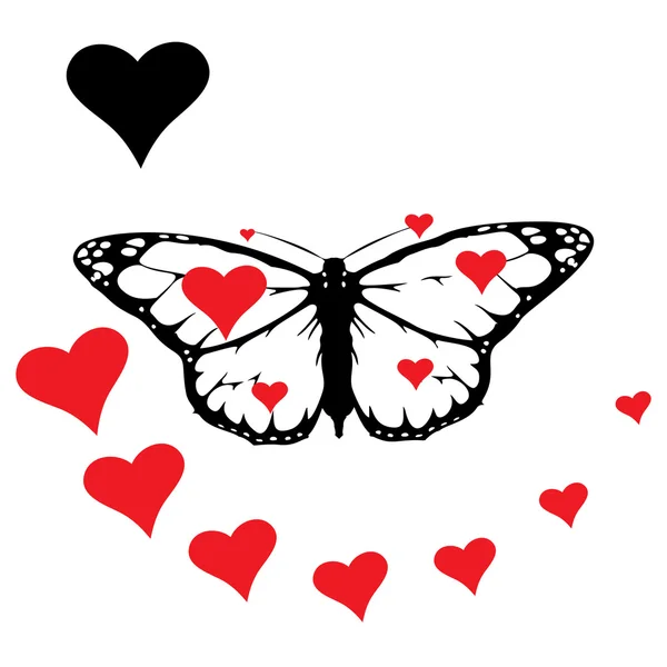 Ställa in Monarch Butterfly med öppna vingar — Stock vektor
