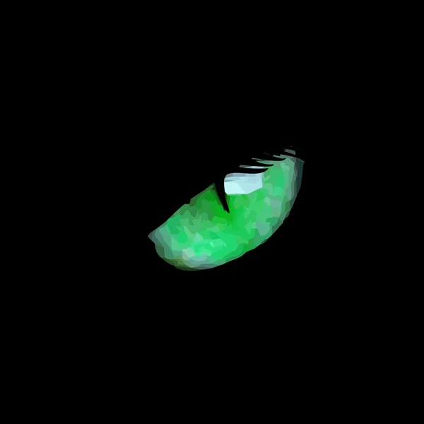 Tête de chat noir aux yeux vert vif — Image vectorielle
