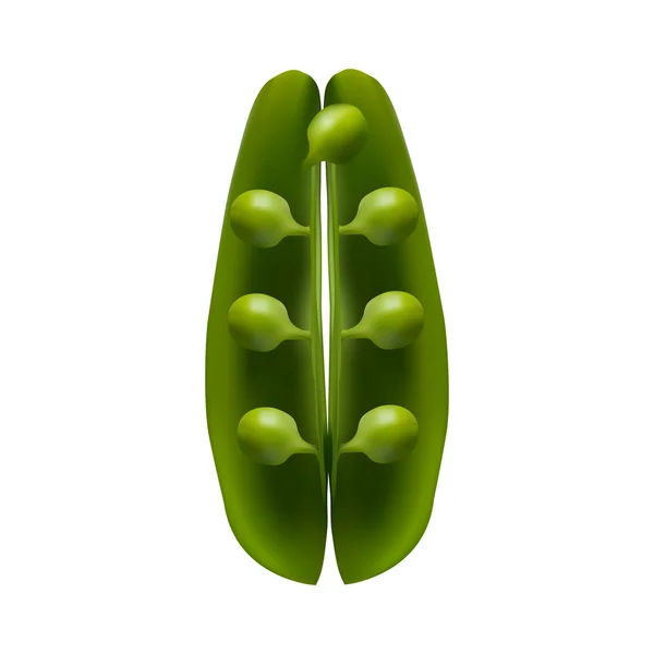 Open pod with large peas isolated — ストックベクタ