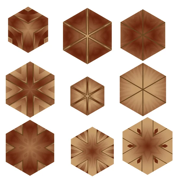 Various wooden tile flooring mosaic background — Stock Vector
