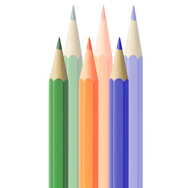 Crayons de couleur gros plan sur blanc — Image vectorielle