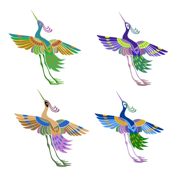 Patrón étnico abstracto pájaros mágicos en el estilo japonés . — Vector de stock