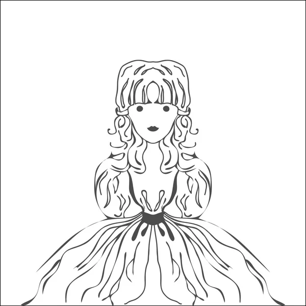 Silhouette Feenprinzessin mit langen Locken — Stockvektor